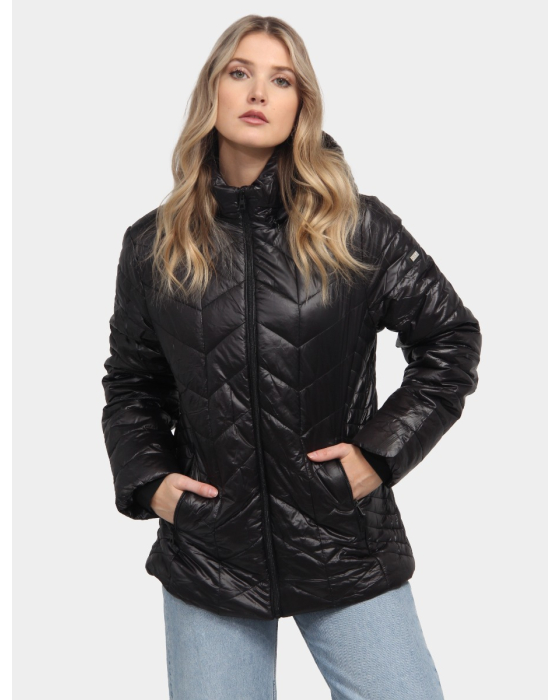 Lightweight Water-Resistant Vegan Puffer Jacket with Removable Hood by Saki
