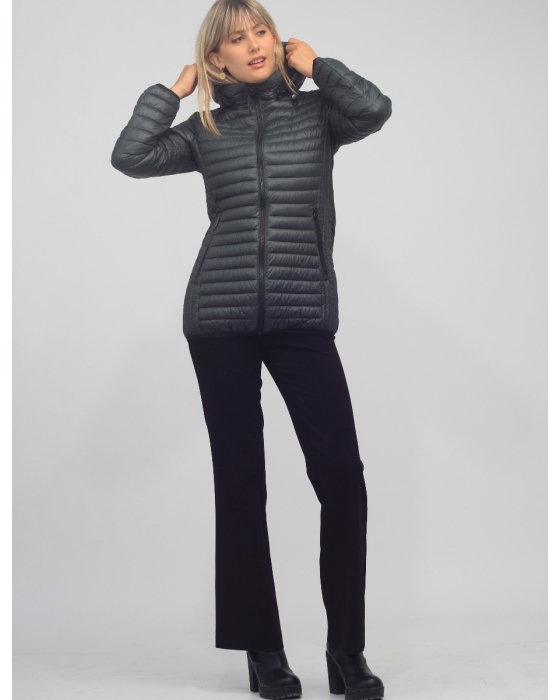 Chiara Vegan Detachable Hood Zip-up Polyloft Lightweight Puffer Jacket by Saki