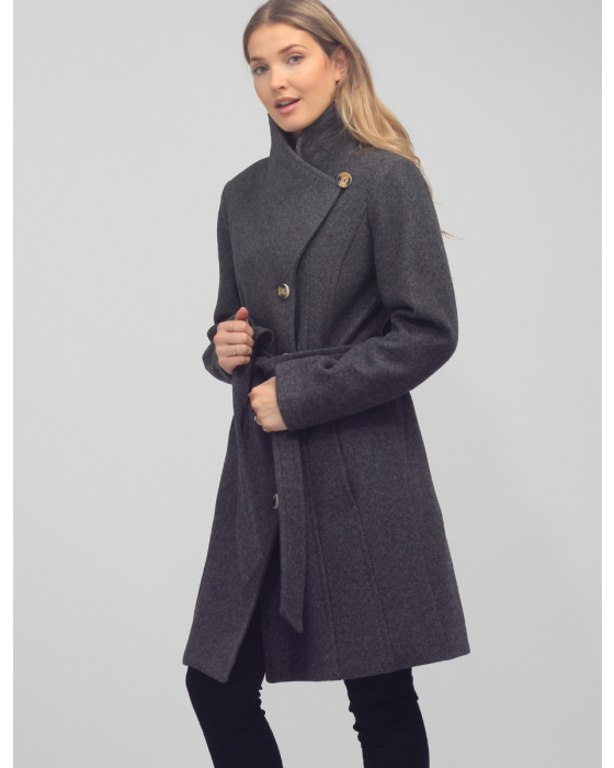 Tuvia Single Breasted Wool Blend Belted Coat by Saki