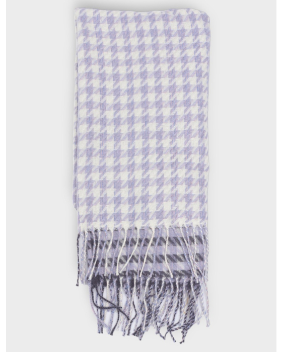chic fringed houndstooth oblong scarf by saki