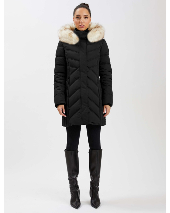 Vegan Eco-Down Jacket with Faux Fur Hood by Point Zero