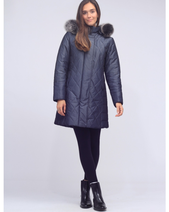 Fur Trim Detachable Hooded Quilted Coat by Styla