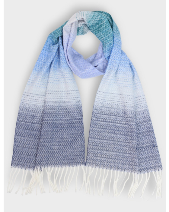 Italian Herringbone Embossed Fabric Fringed Oblong Scarf By Froccella