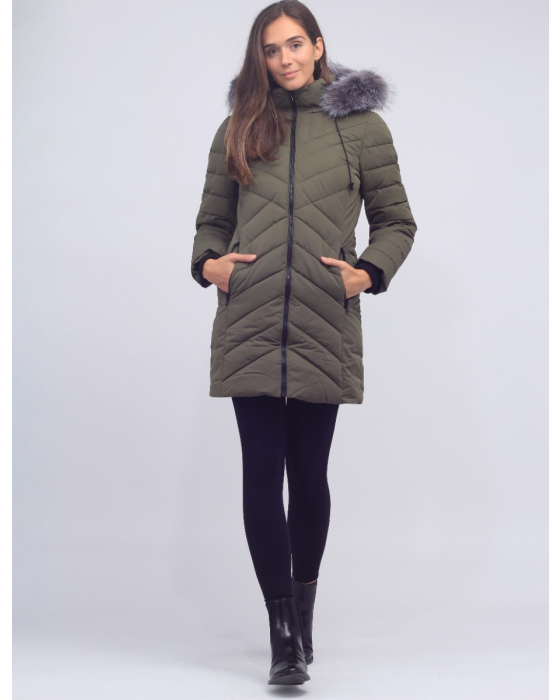 Vegan Faux Fur Trim Hooded Polyloft Jacket With Inner Zip-up Bib by Snoboll
