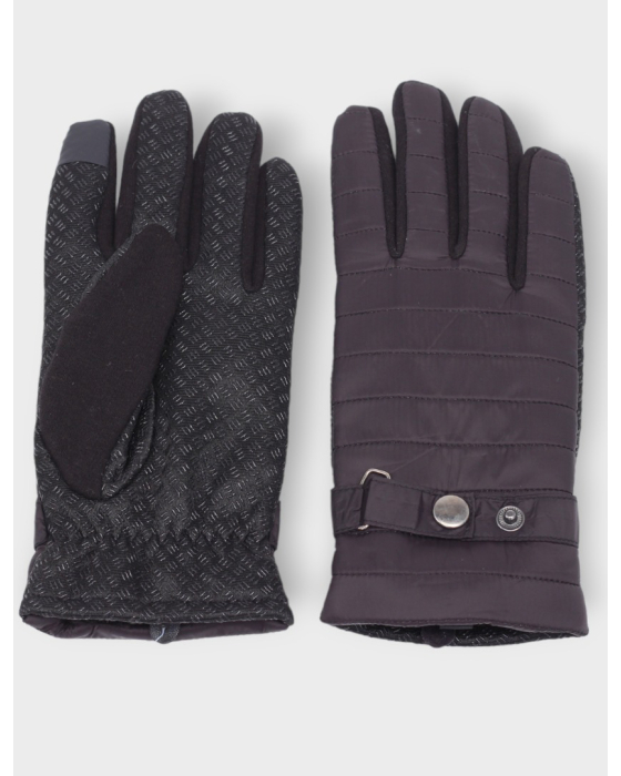 Men's Touch Screen Friendly Quilted Gloves with Button Adjustable Cuff by Nicci