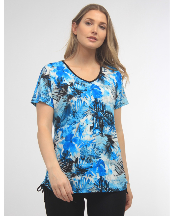 Printed Gathered Sides Top By VAMP
