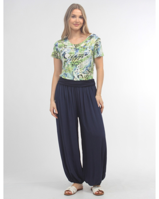 Flowy Balloon Pant With Ruched Waistband By Froccella