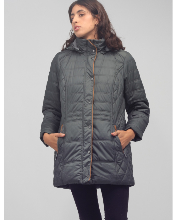 Water-Resistant Quilted Hooded Zip-up Puffer Jacket by Danwear