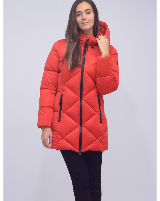 Stretch Water-Resistant Quilted Puffer Hooded Coat by Etage