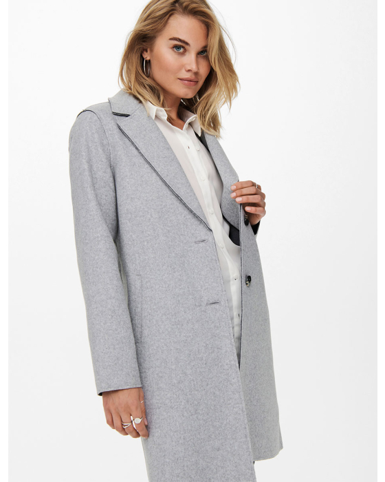 Classic Single Breasted Notch Collar Bonded Poly Coat by ONLY