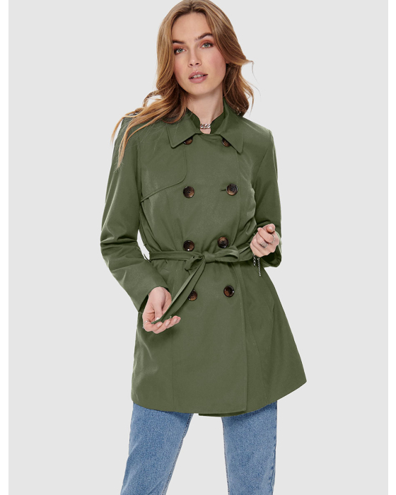 Classic Belted Double-Breasted Trench Coat by ONLY