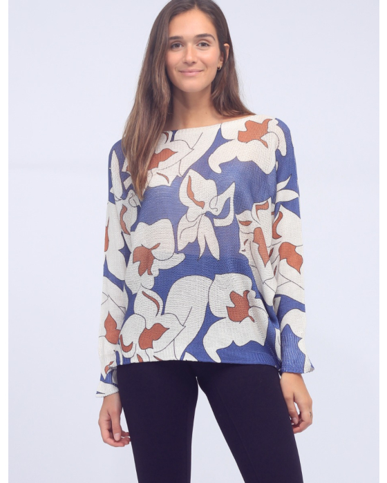 Floral Dolman Sleeve Round Neck Printed Top by Froccella