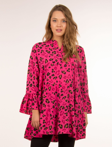 Ruffle tunic with animal print by Froccella