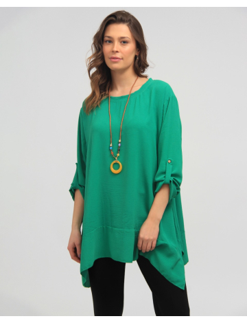 Flowy Round Neck Tunic with Boho-Chic Necklace by Froccella