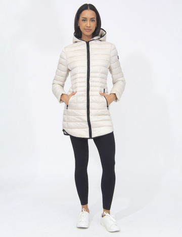 Hana Vegan Long Lightweight Cire Hooded Puffer Coat by Saki