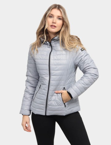 Vegan Lightweight Quilted Puffer Jacket with Full Zip-up Hood by Saki