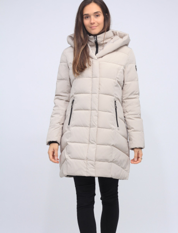 Monte Vegan Long Quilted Cire Coat with Inner Zip-Up Bib and Pillow Hood by Saki