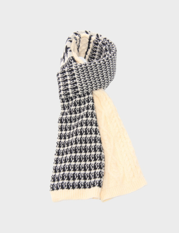 Knitted Jacquard and Houndstooth Design Scarf by Dogree