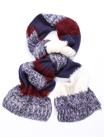 Colorblock knit scarf by Sara Jane