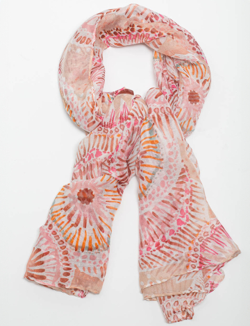 Multicolor Abstract Floral Print Versatile Sheer Oblong Scarf Shawl Wrap