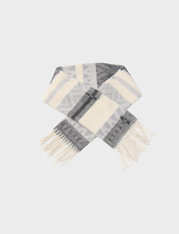 Chic scarf with a patchwork of prints, zigzags, and stripes by Saki
