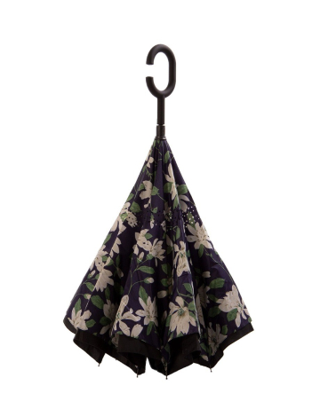 Printed upside down floral umbrella