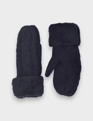 Knitted Sherpa lined mittens by saki