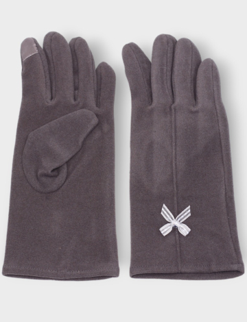 Stretchy Soft Touch Screen-friendly Gloves With Bow Ribbon by Saki