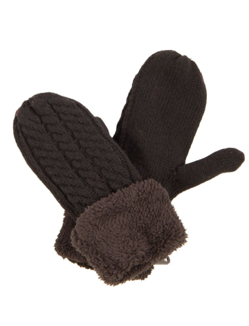 Woolen mittens with sherpa cuff by Saki