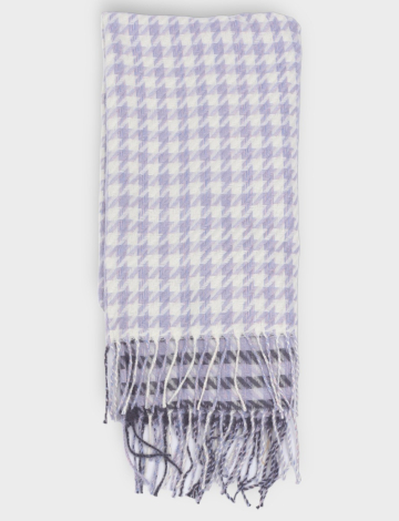 chic fringed houndstooth oblong scarf by saki