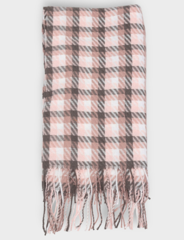 fringed hybrid plaid scarf by saki