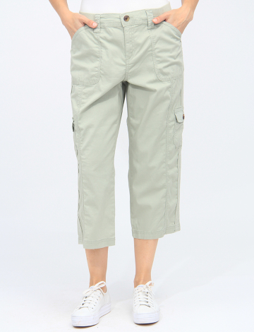 Lauren Stretchy Cotton Twill Capri Pants With Pockets By Dash Clothing (827-DA1530 2331530 SMALL GREEN)