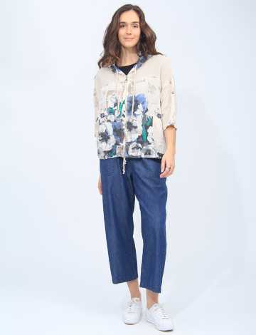 Pantalon Style Jean Large Avec Poches Et Cordon De Serrage Par Dash (827-DA1547 2332030 PETIT DENIM)