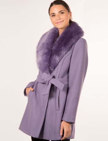 Belted coat with faux fur by Portrait