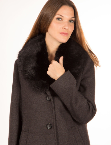 Coat with faux fur trim by Portrait
