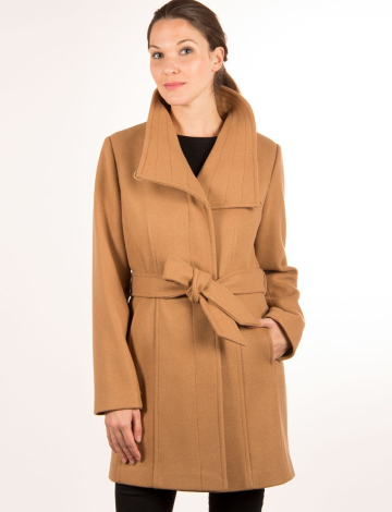 Asymetrical belted coat by Portrait