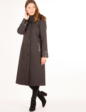 Long coat with leatherette detail by Portrait