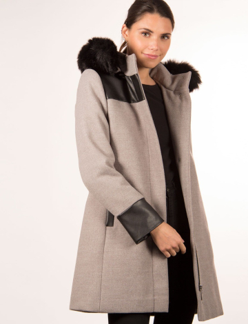 Coat with leatherette detail by Portrait