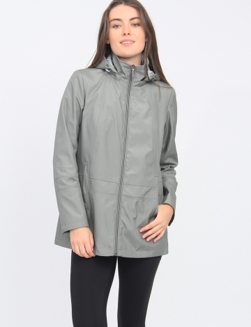 Vegan Zip Front Stripe Lined Detachable Hood  Water Resistant Jacket by Portrait
