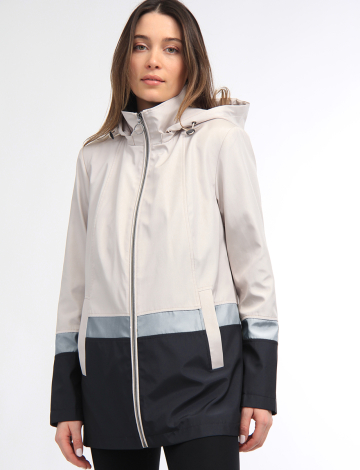 Women's Colorblock Raincoat with Removable Hood  by Portrait