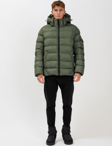 Hooded Jacquard Textured Puffer Eco-down Jacket by Point Zero