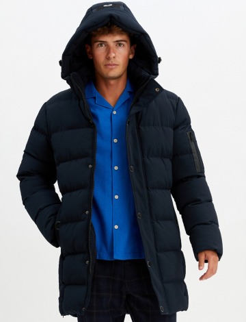 Long Hooded Eco-down Puffer Jacket by Point Zero