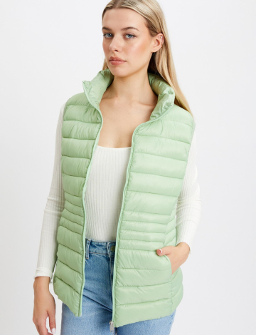 Ultralight Quilted Zip-Up High Collar Vest by Point Zero