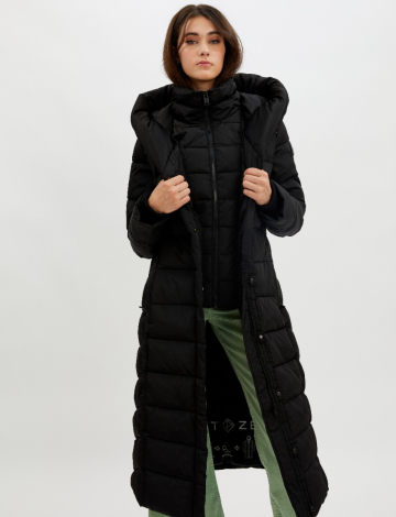 Maxi Vegan Eco Down Coat with Inner Bib and Pillow Hood by Point Zero