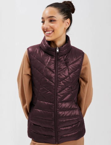 Ultralight Puffer Vest with High Collar Zip Front by Point Zero