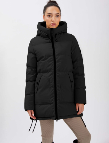 Vegan Recycled Eco-Down Hooded Parka with Side Zips and Drawstring by Point Zero
