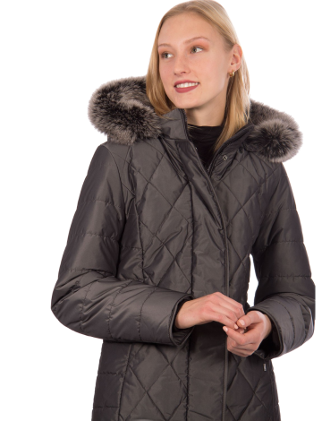 Quilted polyfill coat with genuine fur trim by Styla