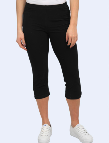 Pull-On Capri Leggings with Button Side Slits by Amani Couture