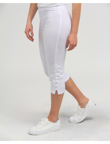 Mid Rise Pull on Capris with Side Buttons by Amani Couture