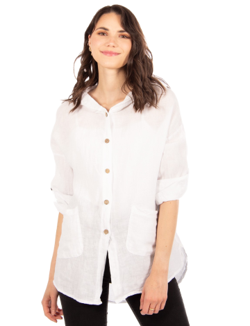Linen hooded shirt by Carré Noir